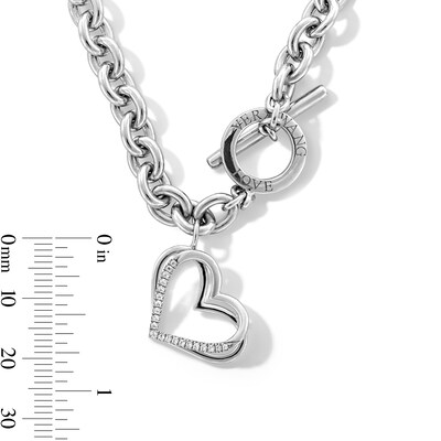 The Kindred Heart from Vera Wang Love Collection 0.085 CT. T.W. Diamond Toggle Necklace in Sterling Silver - 17"