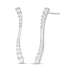 Thumbnail Image 1 of 0.95 CT. T.W. Journey Diamond Linear Wave Drop Earrings in 10K White Gold