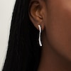Thumbnail Image 1 of 0.95 CT. T.W. Journey Diamond Linear Wave Drop Earrings in 10K White Gold