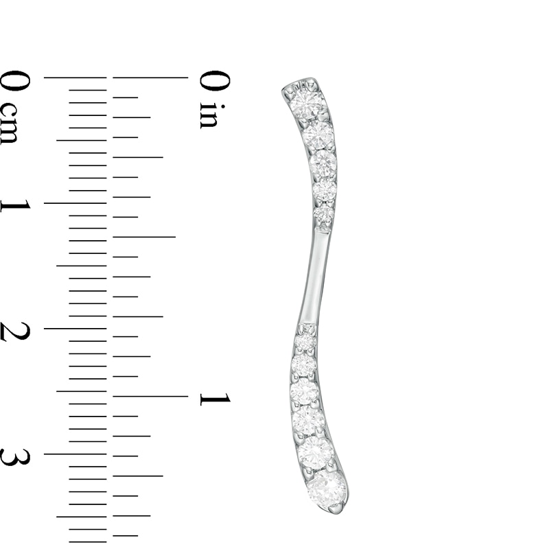 Main Image 3 of 0.95 CT. T.W. Journey Diamond Linear Wave Drop Earrings in 10K White Gold