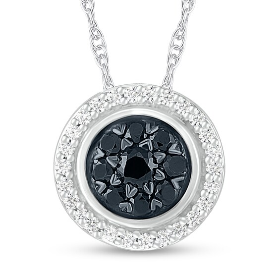 0.23 CT. T.W. Enhanced Black Composite and White Diamond Frame Pendant in Sterling Silver