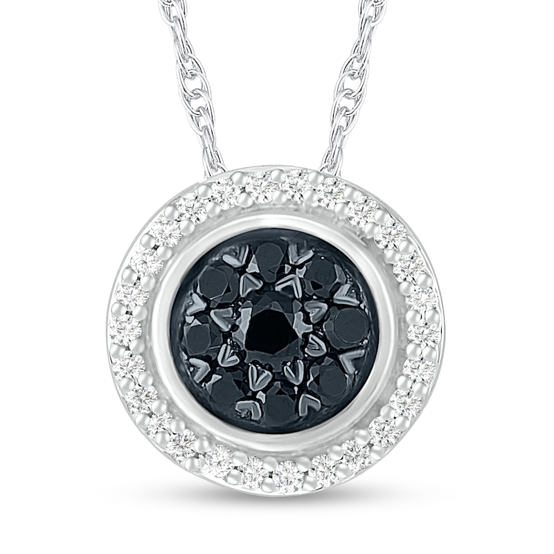 0.23 CT. T.W. Enhanced Black Composite and White Diamond Frame Pendant in Sterling Silver