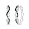 Thumbnail Image 0 of 0.23 CT. T.W. Enhanced Black and White Diamond Twist Hoop Earrings in Sterling Silver
