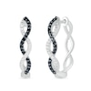 0.23 CT. T.W. Enhanced Black and White Diamond Twist Hoop Earrings in Sterling Silver