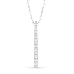 Lab-Created White Sapphire Graduated Vertical Bar Pendant in Sterling Silver