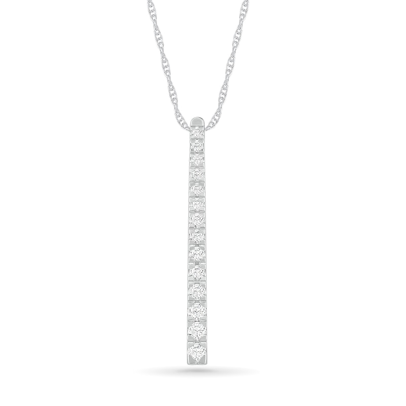 Lab-Created White Sapphire Graduated Vertical Bar Pendant in Sterling Silver