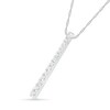 Thumbnail Image 2 of Lab-Created White Sapphire Graduated Vertical Bar Pendant in Sterling Silver