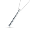 Thumbnail Image 1 of Black Sapphire Graduated Vertical Bar Pendant in Sterling Silver