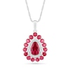 Pear-Shaped Lab-Created Ruby and White Sapphire Double Frame Drop Pendant in Sterling Silver