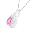 Pear-Shaped Lab-Created Pink and White Sapphire Open Double Frame Teardrop Pendant in Sterling Silver