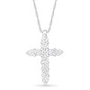 Thumbnail Image 1 of White Lab-Created Sapphire Cross Pendant in Sterling Silver