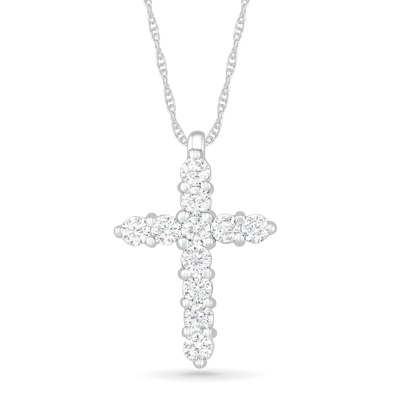 White Lab-Created Sapphire Cross Pendant in Sterling Silver|Peoples Jewellers