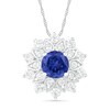 Thumbnail Image 1 of 5.0mm Lab-Created Blue and White Sapphire Frame Flower Pendant in Sterling Silver