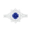 Thumbnail Image 2 of 5.0mm Lab-Created Blue and White Sapphire Frame Split Shank Flower Ring in Sterling Silver