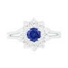 Thumbnail Image 3 of 5.0mm Lab-Created Blue and White Sapphire Frame Split Shank Flower Ring in Sterling Silver
