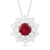 Thumbnail Image 1 of 5.0mm Lab-Created Ruby and White Sapphire Frame Flower Pendant in Sterling Silver