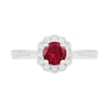 Thumbnail Image 2 of 5.2mm Lab-Created Ruby and White Sapphire Frame Tapered Shank Flower Ring in Sterling Silver