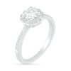 Thumbnail Image 1 of 5.2mm White Lab-Created Sapphire Frame Tapered Shank Flower Ring in Sterling Silver