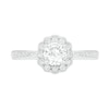 Thumbnail Image 2 of 5.2mm White Lab-Created Sapphire Frame Tapered Shank Flower Ring in Sterling Silver