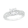 Thumbnail Image 1 of 7.0mm White Lab-Created Sapphire Laurel Leaf-Sides Ring in Sterling Silver