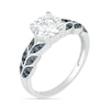Thumbnail Image 1 of 7.0mm White and Black Lab-Created Sapphire Laurel Leaf-Sides Ring in Sterling Silver