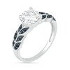 Thumbnail Image 1 of 7.0mm White and Black Lab-Created Sapphire Laurel Leaf-Sides Ring in Sterling Silver