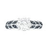 Thumbnail Image 3 of 7.0mm White and Black Lab-Created Sapphire Laurel Leaf-Sides Ring in Sterling Silver