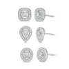 Thumbnail Image 1 of 0.48 CT. T.W. Diamond Pear-Shaped, Oval and Cushion Frame Stud Earrings Three Pair Set in Sterling Silver