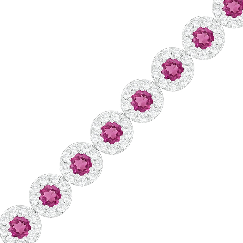 3.5mm Pink and White Lab-Created Sapphire Frame Bracelet in Sterling Silver - 7.5"|Peoples Jewellers