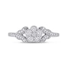 Thumbnail Image 4 of 0.26 CT. T.W. Diamond Flower and Leaves Vintage-Style Ring in Sterling Silver