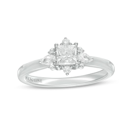 Vera Wang Love Collection 0.69 CT. T.W. Princess-Cut Diamond Ornate Frame Engagement Ring in 14K White Gold