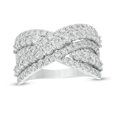 2.00 CT. T.W. Certified Lab-Grown Diamond Multi-Row Bypass Ring in 14K White Gold (F/SI2)
