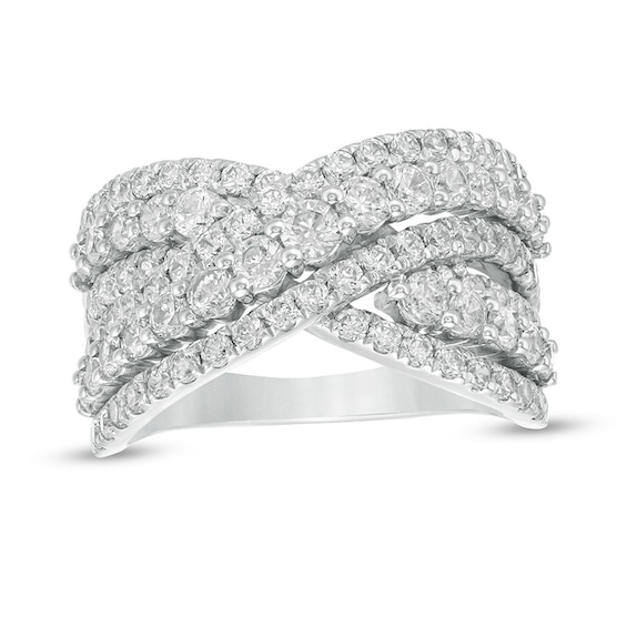 2.00 CT. T.W. Certified Lab-Grown Diamond Multi-Row Bypass Ring in 14K White Gold (F/SI2)