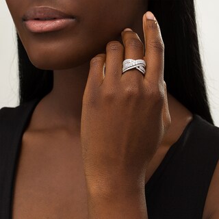 2.00 CT. T.W. Certified Lab-Grown Diamond Multi-Row Bypass Ring in 14K White Gold (F/SI2)