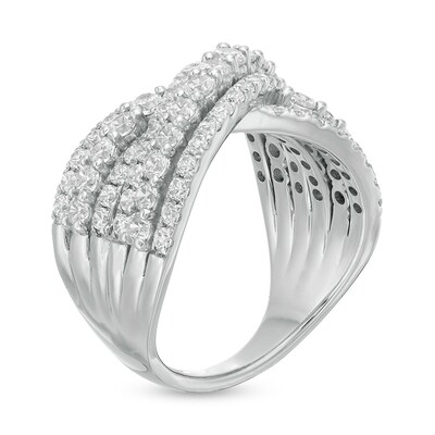 2.00 CT. T.W. Certified Lab-Grown Diamond Multi-Row Bypass Ring in 14K White Gold (F/SI2)