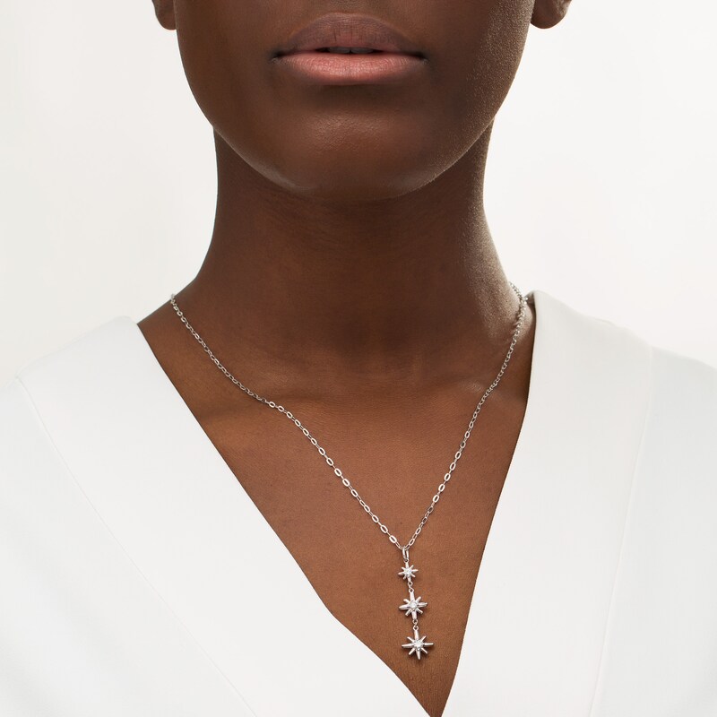 Main Image 2 of 0.25 CT. T.W. Certified Canadian Diamond True North Triple Drop Pendant in 10K White Gold - 20" (I/I2)