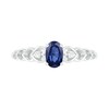 Oval Lab-Created Sapphire and Diamond Accent Heart-Sides Trio Ring in Sterling Silver