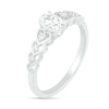 Thumbnail Image 1 of Oval Lab-Created White Sapphire and Diamond Accent Heart-Sides Trio Ring in Sterling Silver