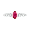 Oval Lab-Created Ruby and Diamond Accent Heart-Sides Trio Ring in Sterling Silver