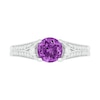 6.0mm Amethyst and Lab-Created White Sapphire Split Shank Ring in Sterling Silver