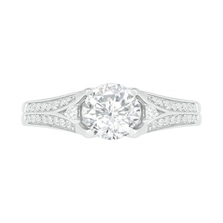 6.0mm Lab-Created White Sapphire Split Shank Ring in Sterling Silver