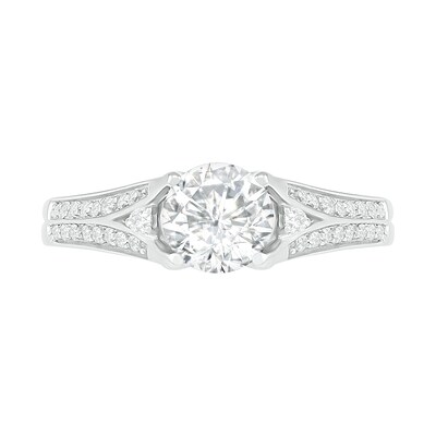 6.0mm Lab-Created White Sapphire Split Shank Ring in Sterling Silver