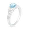 Thumbnail Image 1 of 6.0mm Aquamarine and Lab-Created White Sapphire Split Shank Ring in Sterling Silver