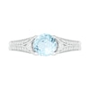 Thumbnail Image 2 of 6.0mm Aquamarine and Lab-Created White Sapphire Split Shank Ring in Sterling Silver