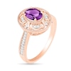 Thumbnail Image 1 of Oval Amethyst and 0.115 CT. T.W. Diamond Scroll Frame Tapered Shank Vintage-Style Ring in 10K Rose Gold