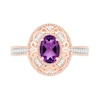 Thumbnail Image 2 of Oval Amethyst and 0.115 CT. T.W. Diamond Scroll Frame Tapered Shank Vintage-Style Ring in 10K Rose Gold