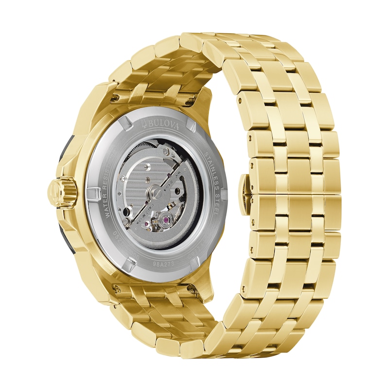 Main Image 2 of Men's Exclusive Bulova Marine Star Two-Tone Watch with Black Skeleton Dial (Model: 98A273)