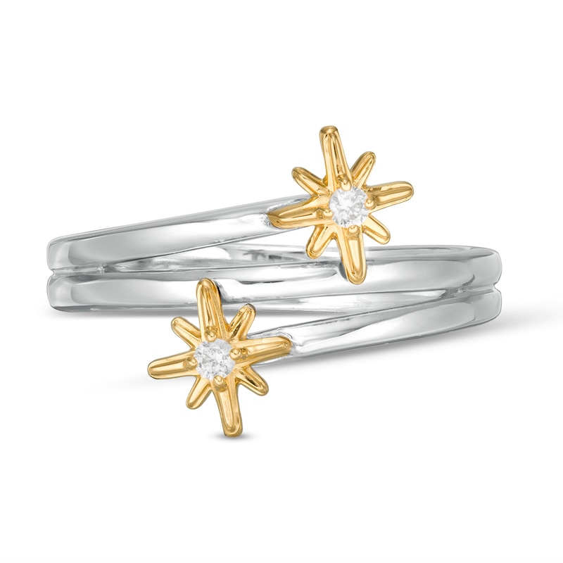 Main Image 4 of 0.04 CT. T.W. Certified Canadian Diamond Duo True North Wrap Ring in 10K Two-Tone Gold (I/I2)