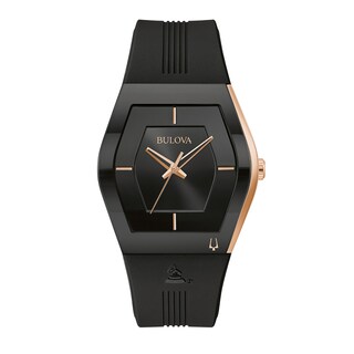 Men's Special Edition Bulova Modern Latin GRAMMY® Gemini Two-Tone Strap Watch with Tonneau Black Dial (Model: 97A163)