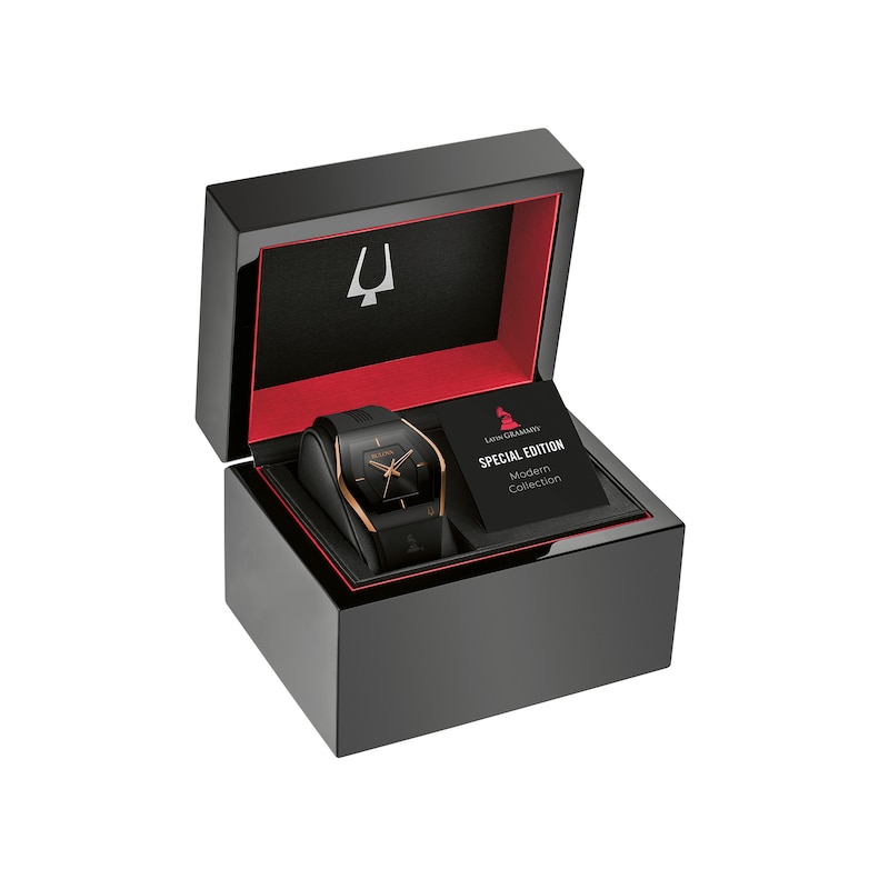 Main Image 4 of Men's Special Edition Bulova Modern Latin GRAMMY® Gemini Two-Tone Strap Watch with Tonneau Black Dial (Model: 97A163)